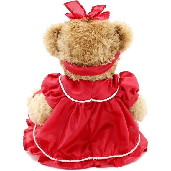 10" Oitscute Red Small Teddy Bear with Cloth Stuffed Animal Soft Plush Toy - Picture 4 of 6